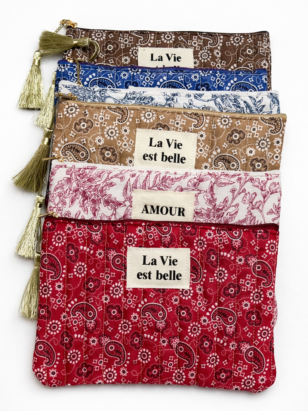 Neceser Acolchado Estampado Primavera – Estuche multiusos con Borla Decorativa