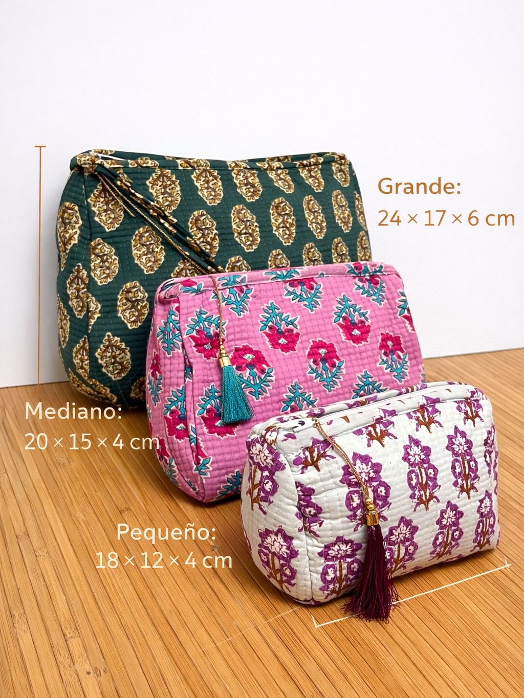 Neceser estampado de Algodón impermeable con Compartimentos | Personalizado con iniciales