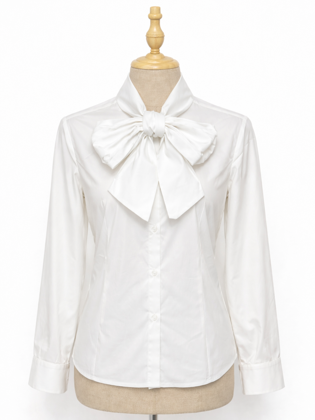 Camisa lisa de Lazo de Algodón para Mujer – Blanco y Marrón Chocolate