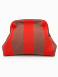 Bolso de mano bicolor de rayas con cadena dorada extraíble | Clutch 28x22 cm