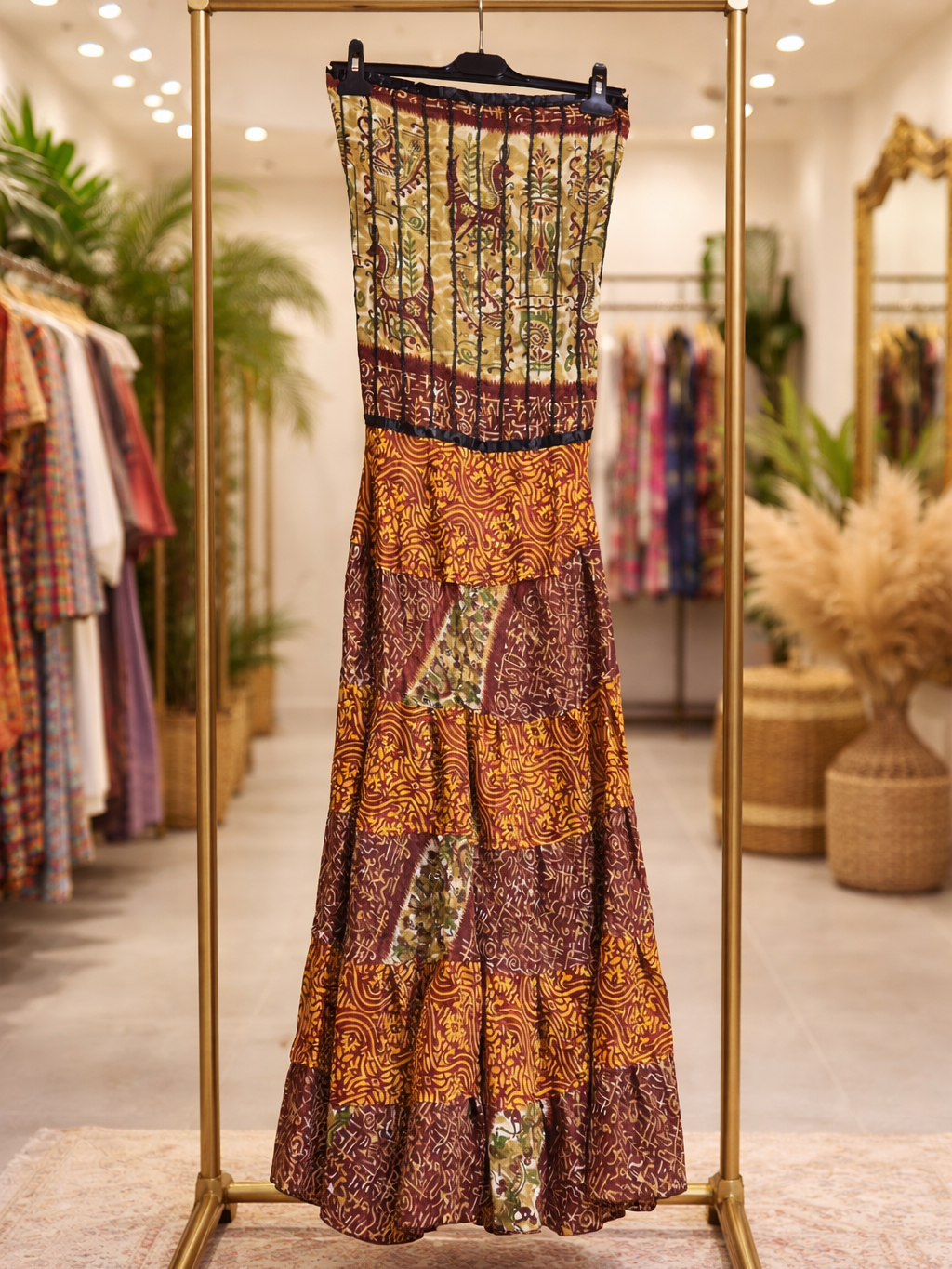 Vestidos indios palabra de honor | Talla única (ajustable desde talla 34 hasta 42)