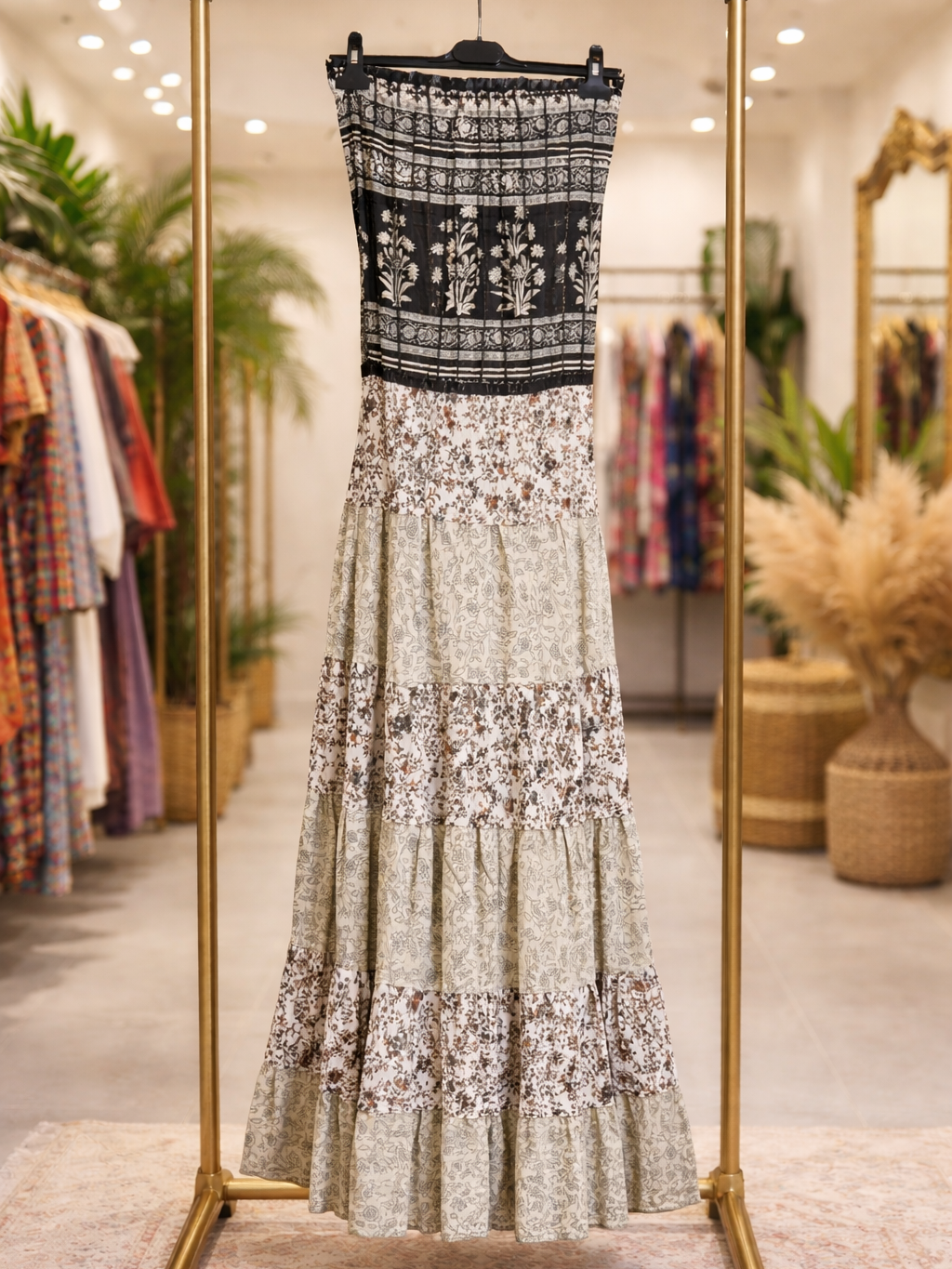 Vestidos indios palabra de honor | Talla única (ajustable desde talla 34 hasta 42)