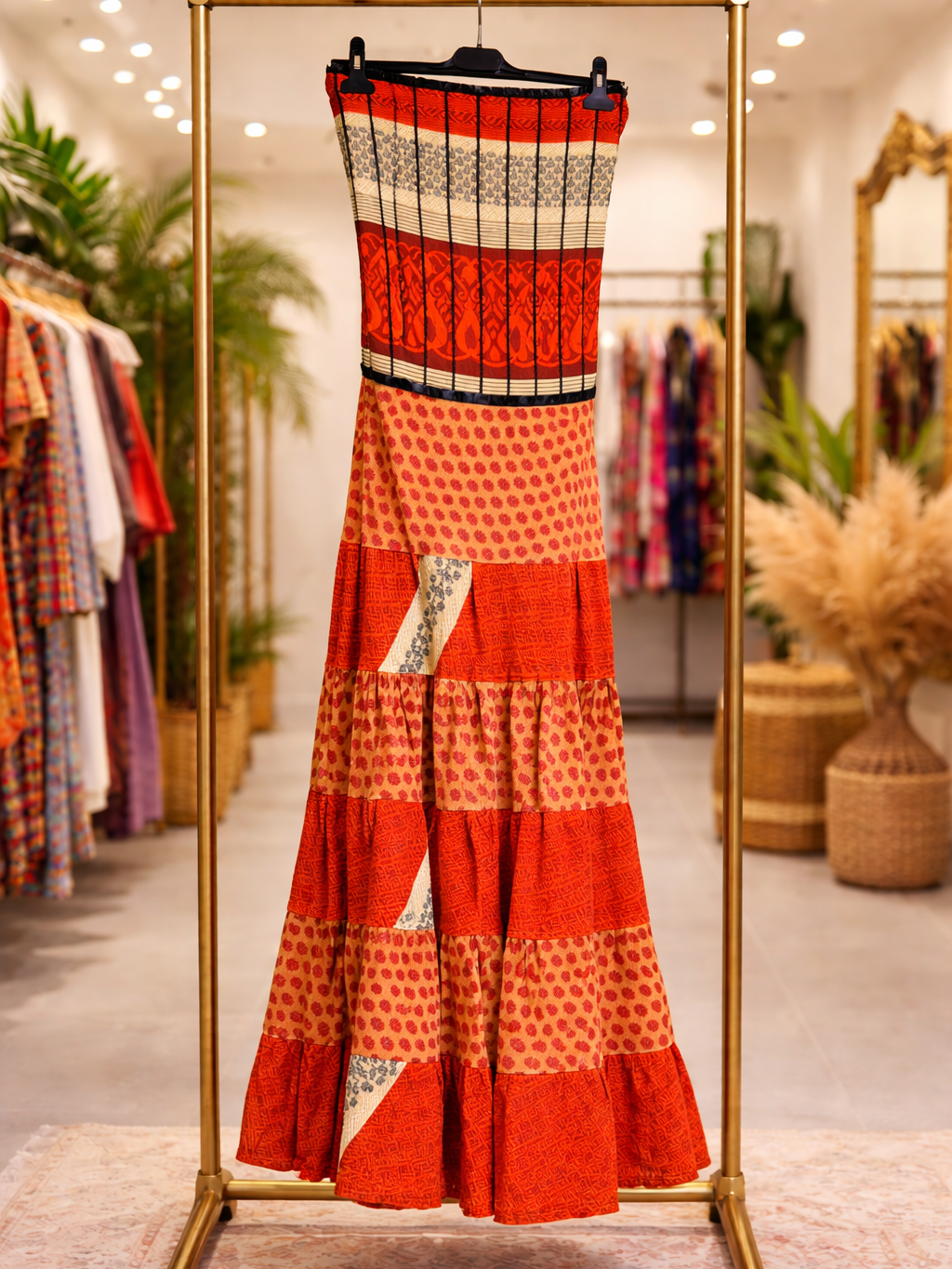 Vestidos indios palabra de honor | Talla única (ajustable desde talla 34 hasta 42)