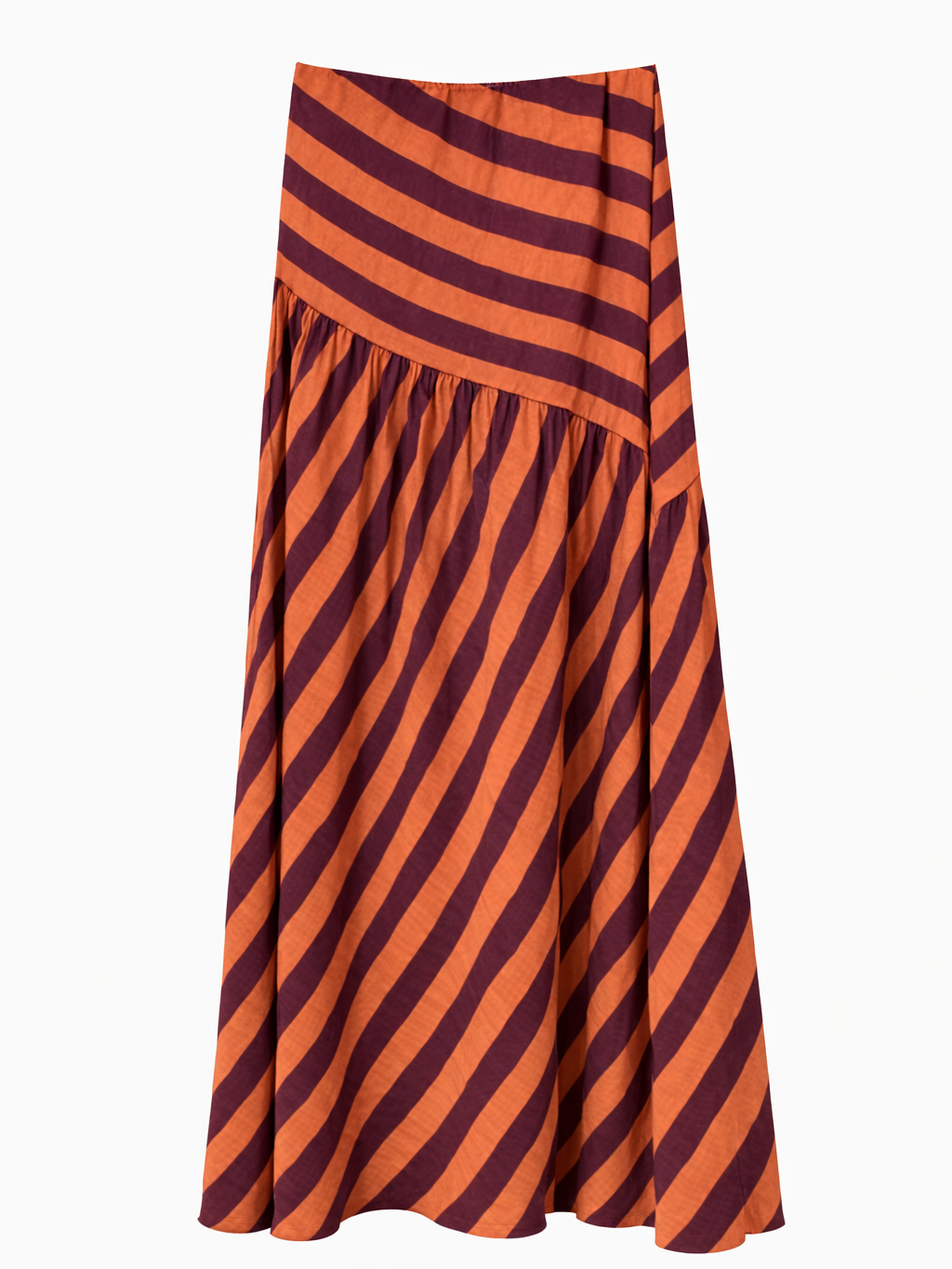 Falda de rayas multicolor – Corte asimétrico y cintura elástica