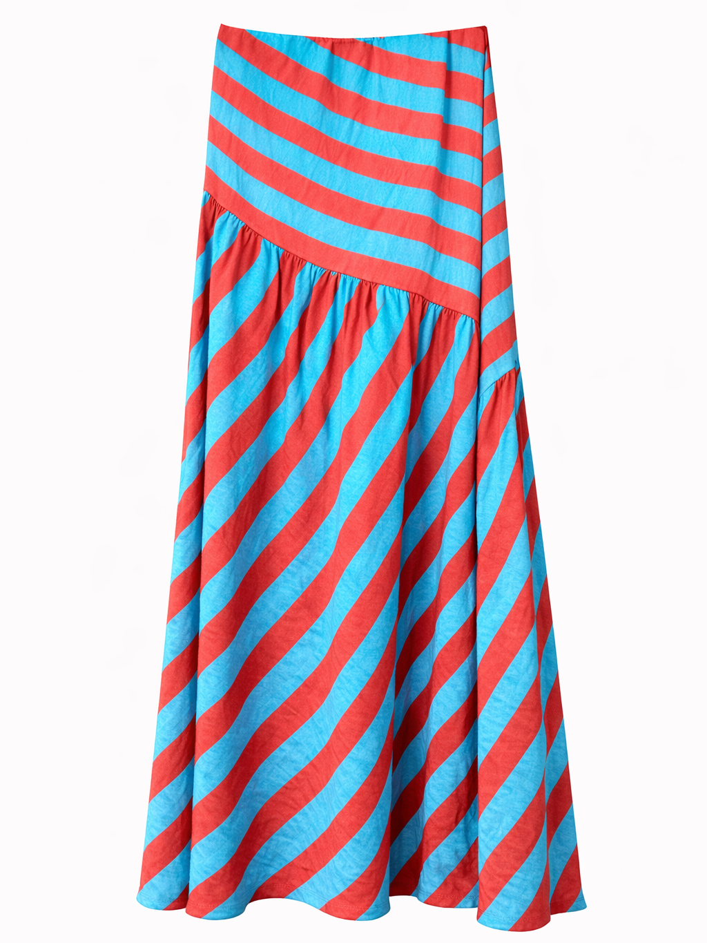 Falda de rayas multicolor – Corte asimétrico y cintura elástica