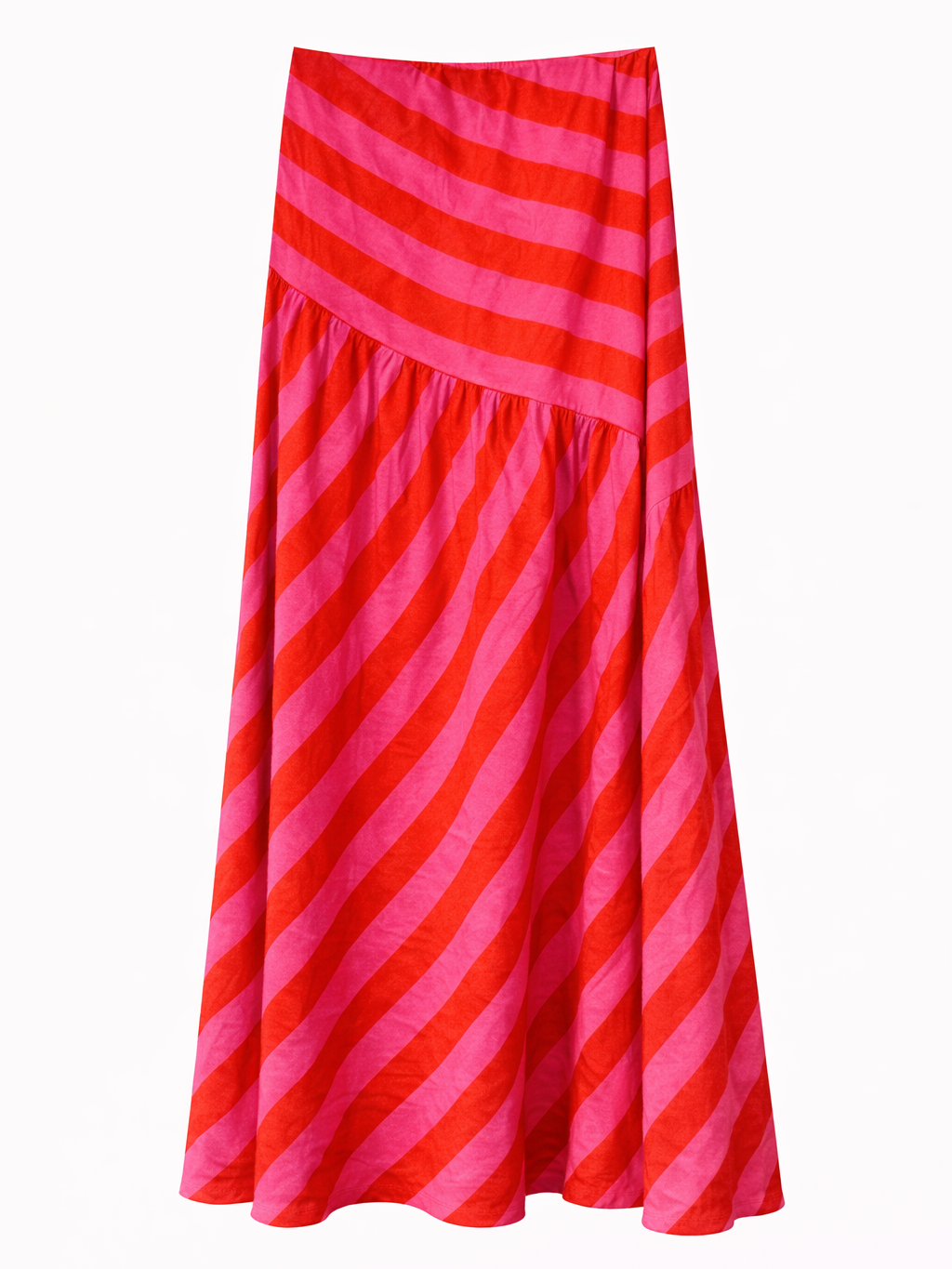 Falda de rayas multicolor – Corte asimétrico y cintura elástica