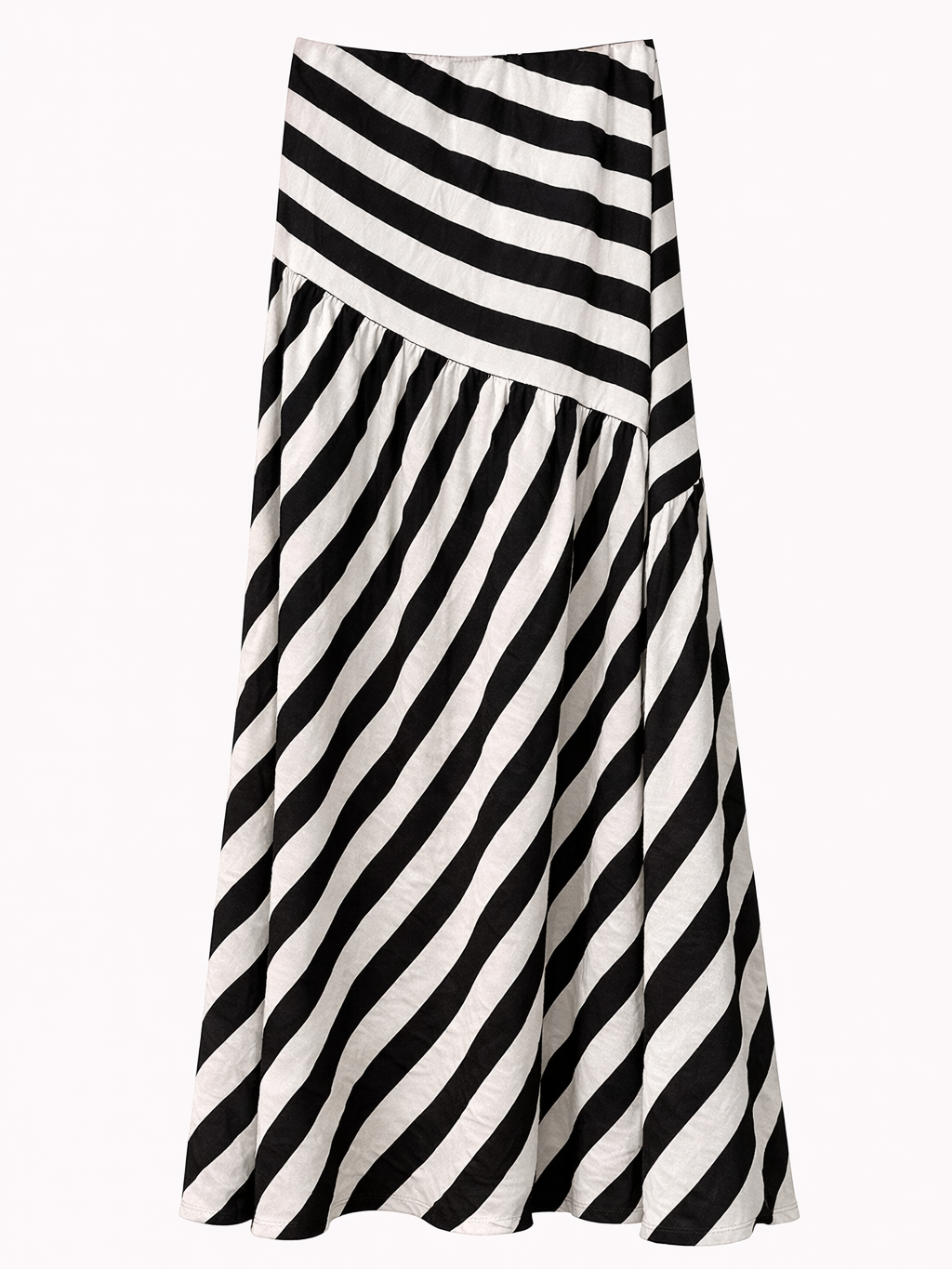 Falda de rayas multicolor – Corte asimétrico y cintura elástica