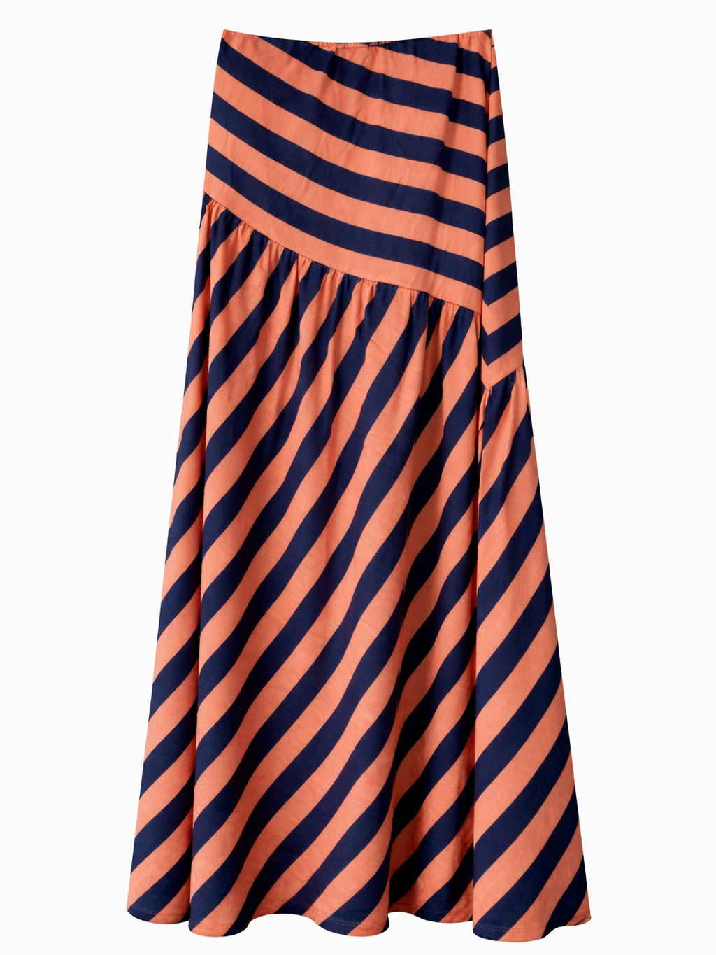 Falda de rayas multicolor – Corte asimétrico y cintura elástica