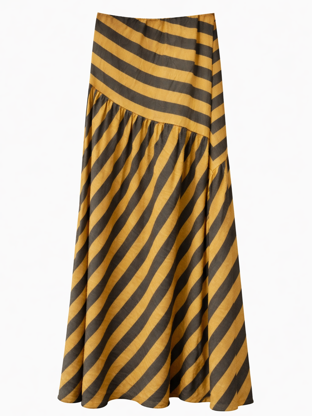 Falda de rayas multicolor – Corte asimétrico y cintura elástica