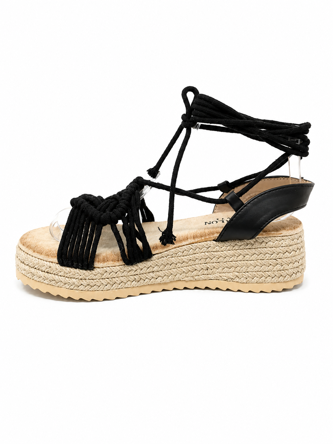 Sandalias Plataforma de Cuña con Cordones atadas al tobillo estilo Espadrille