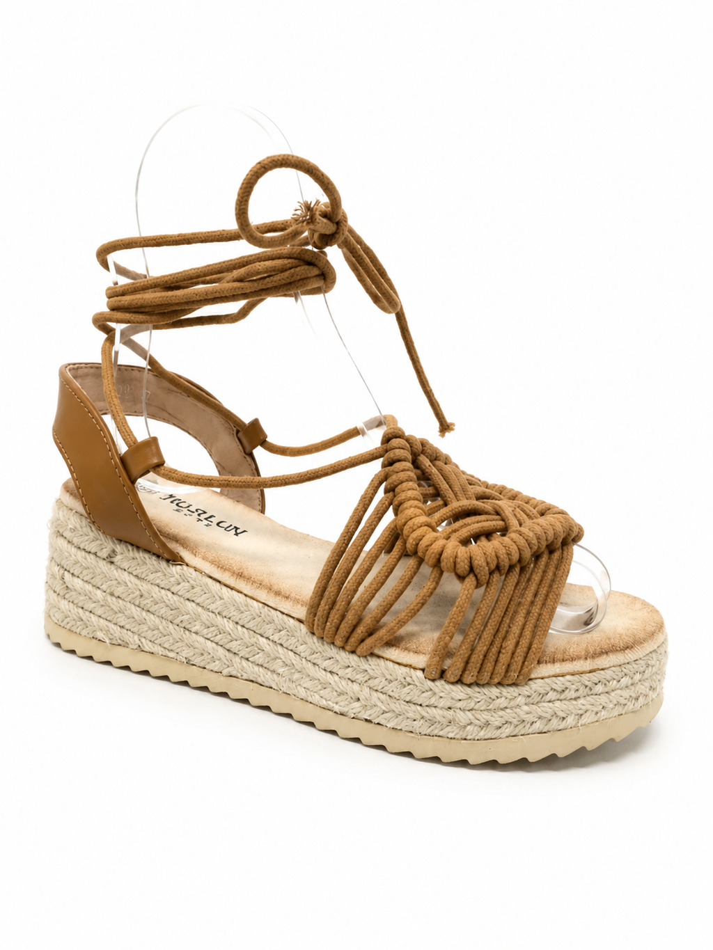 Sandalias Plataforma de Cuña con Cordones atadas al tobillo estilo Espadrille