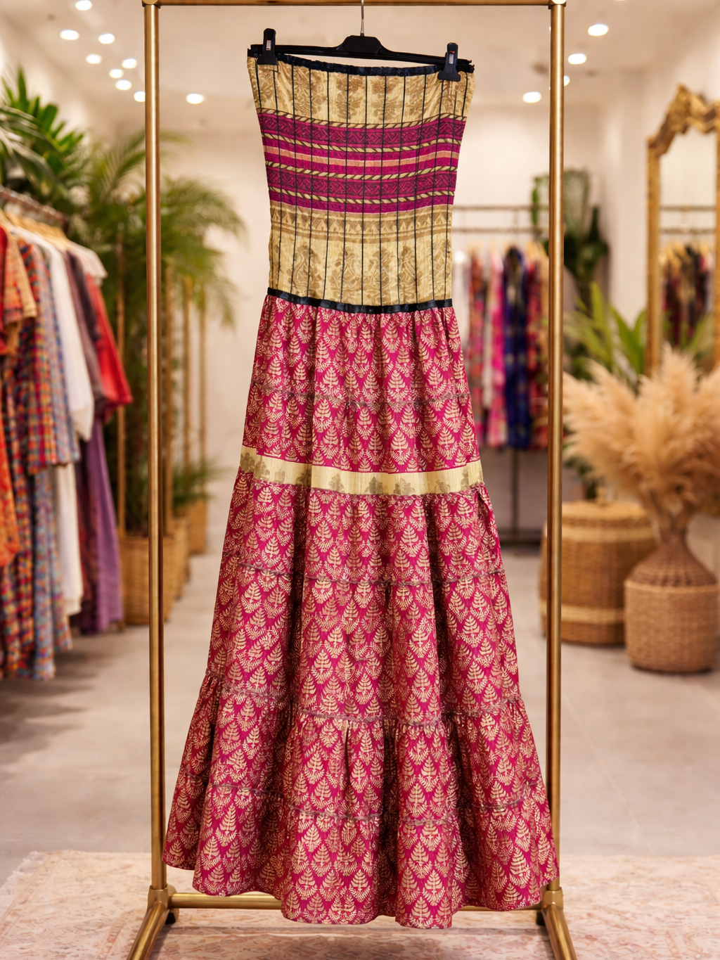 Vestidos indios palabra de honor | Talla única (ajustable desde talla 34 hasta 42)