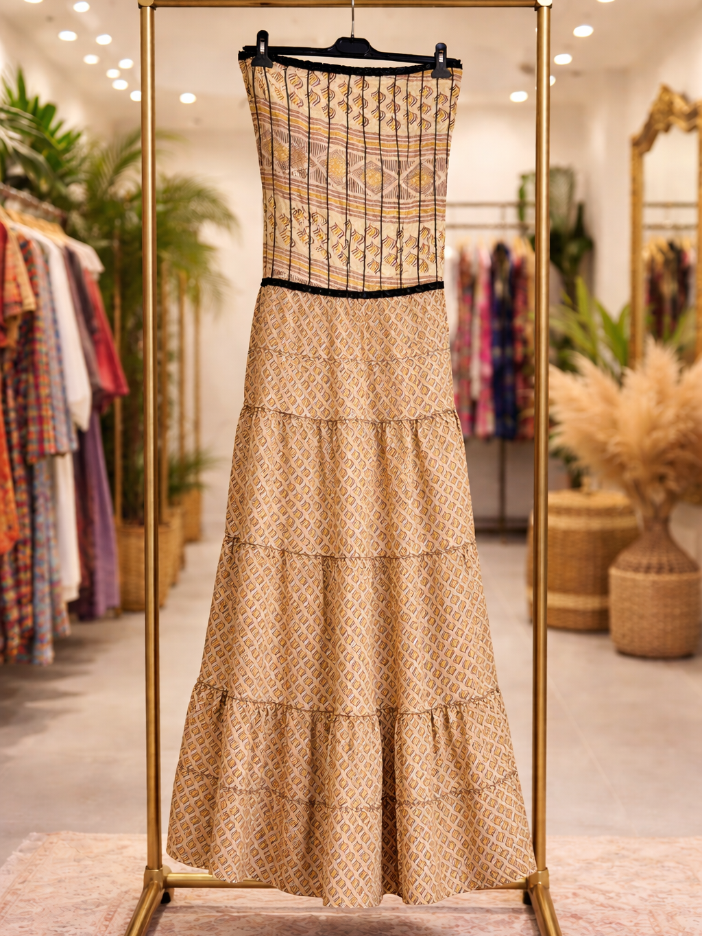 Vestidos indios palabra de honor | Talla única (ajustable desde talla 34 hasta 42)