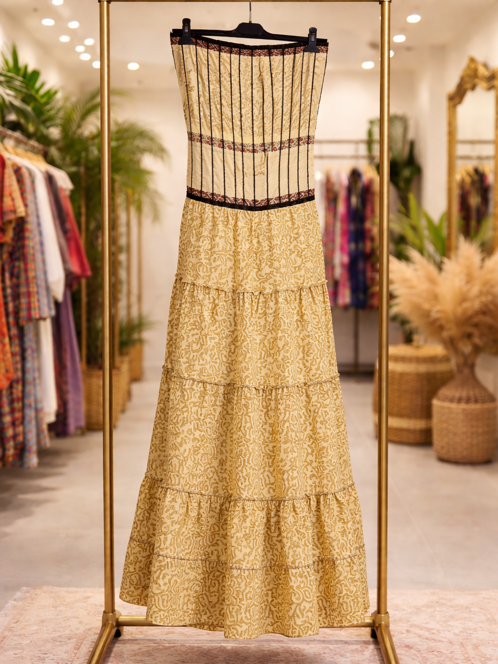 Vestidos indios palabra de honor | Talla única (ajustable desde talla 34 hasta 42)