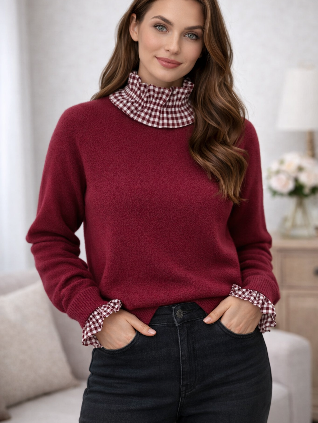 Cuello Cuadros Vichy o Rayas + Puños Elásticos (Pack 3 piezas) | Cuello falso jersey o camisa