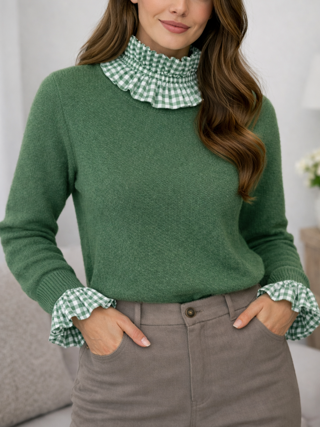 Cuello Cuadros Vichy o Rayas + Puños Elásticos (Pack 3 piezas) | Cuello falso jersey o camisa