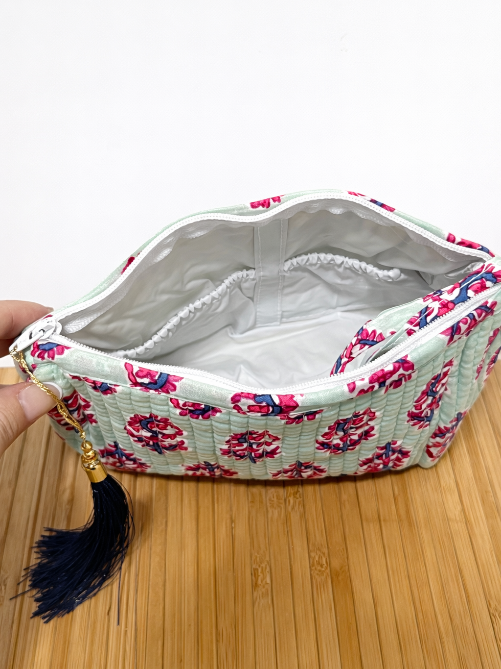 Neceser estampado de Algodón impermeable con Compartimentos | Personalizado con iniciales