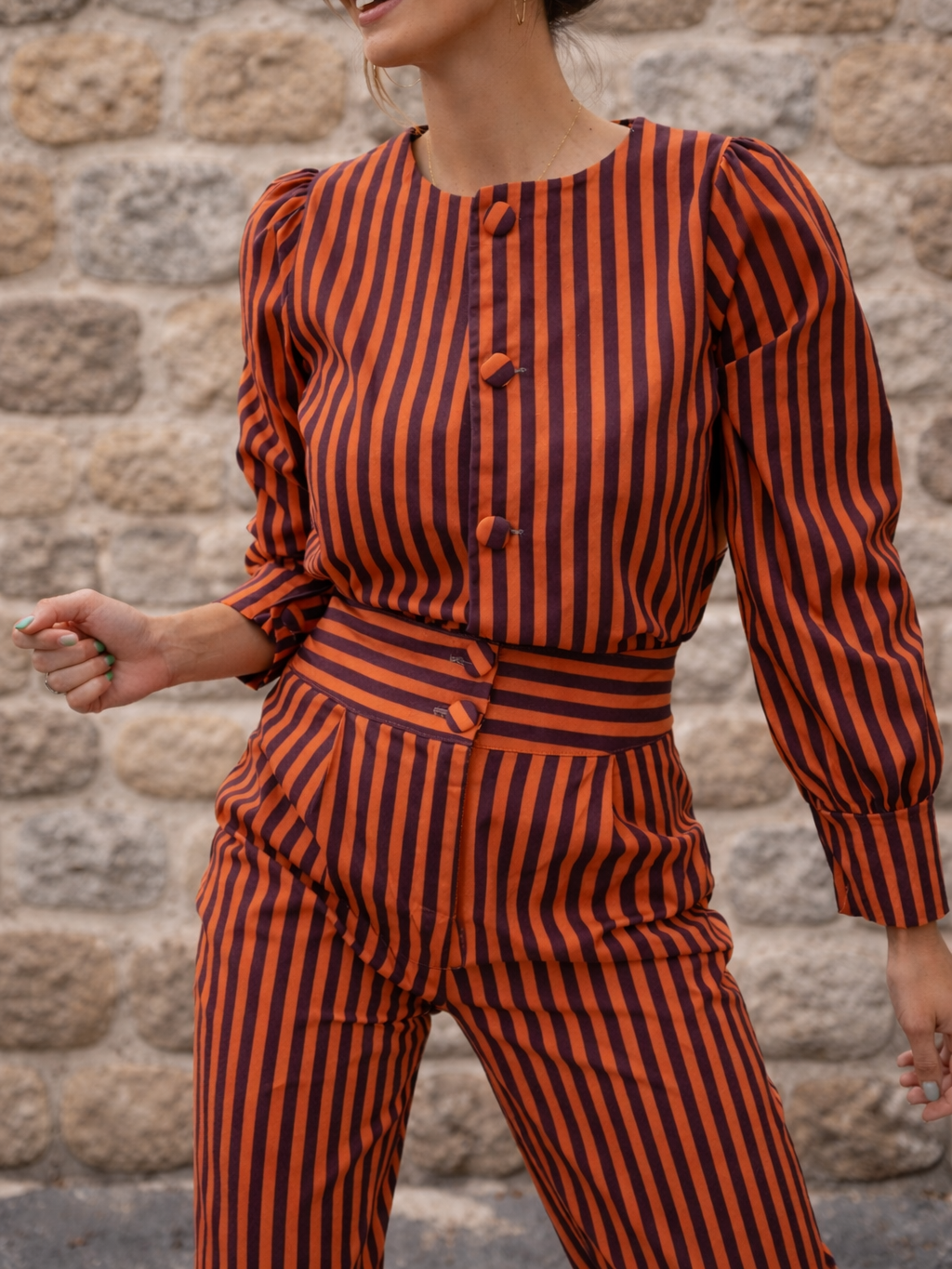 Chaqueta Abullonada de Rayas o Pantalón Globo de Rayas | Conjunto o por separado