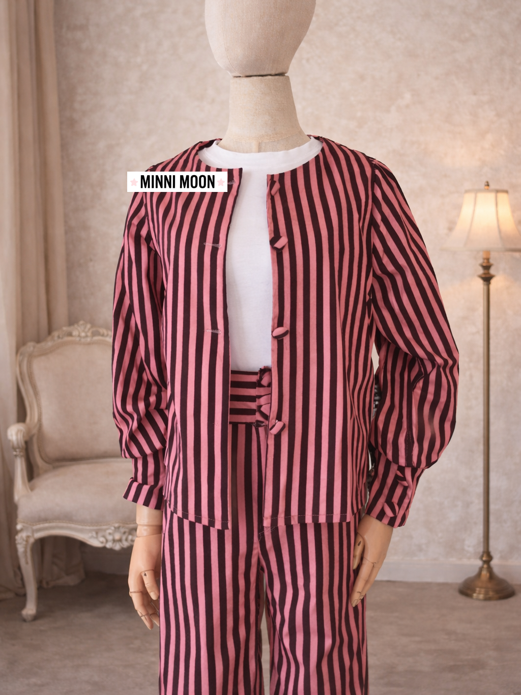 Chaqueta Abullonada de Rayas o Pantalón Globo de Rayas | Conjunto o por separado