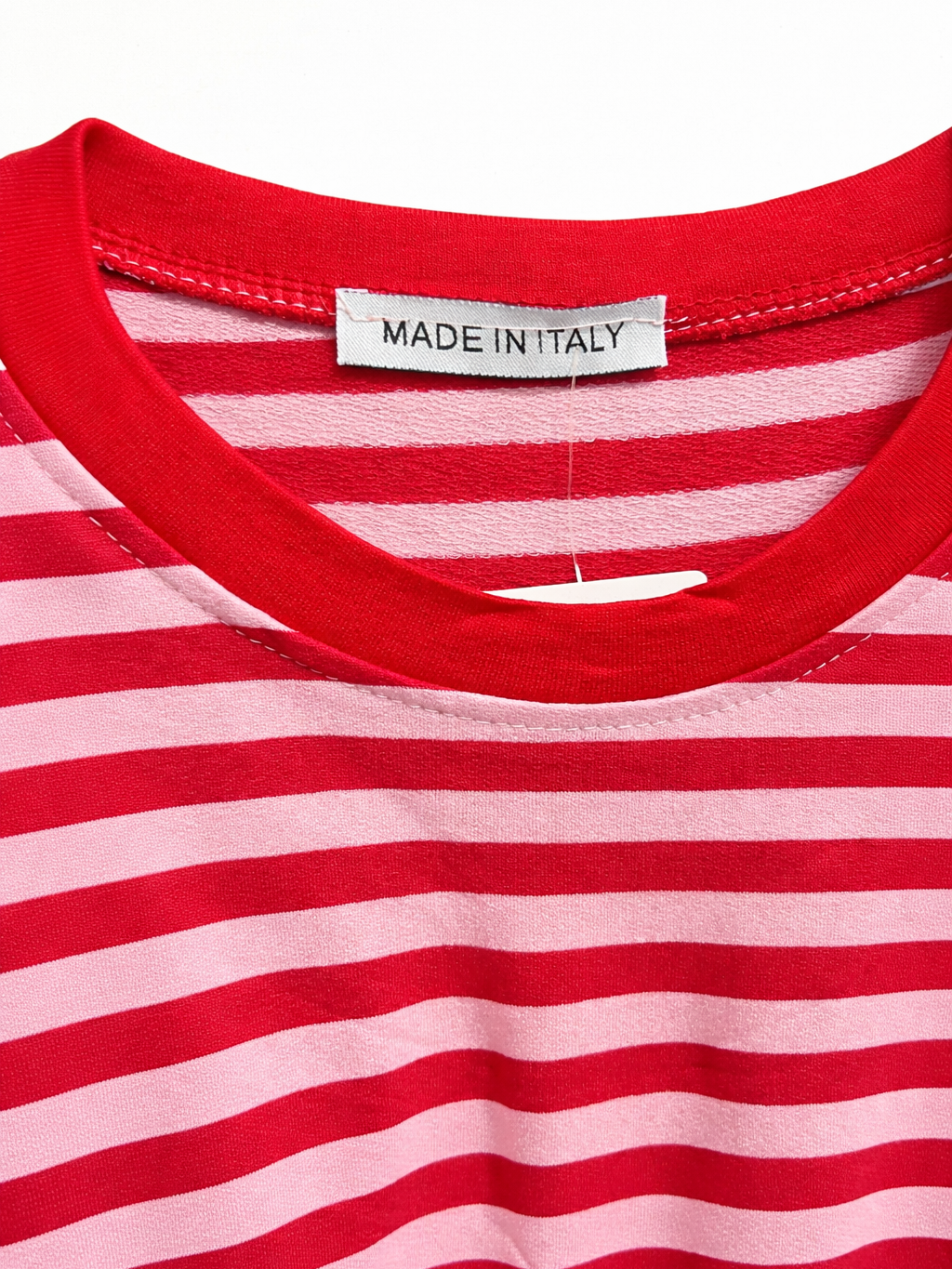 Camiseta de Rayas Bicolor de Manga Corta con Cuello Redondo | Fabricada en Italia