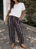 Pantalón Bombacho satinado de Rayas Verticales mujer con Bolsillos | Fabricado en Italia