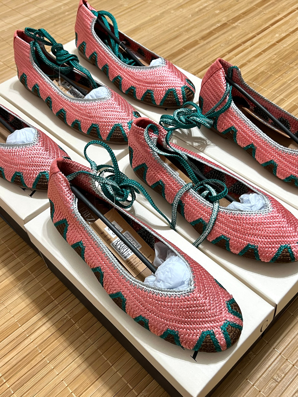 Bailarinas estilo Crochet con Cintas al Tobillo Diseño Étnico | Elige tu talla habitual (36-41)