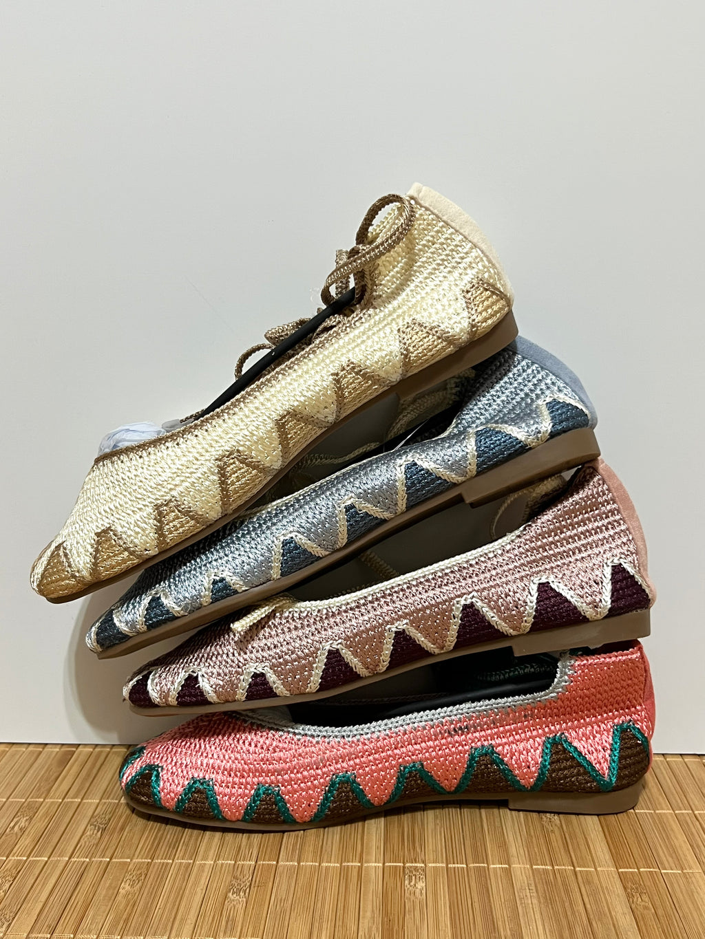 Bailarinas estilo Crochet con Cintas al Tobillo Diseño Étnico | Elige tu talla habitual (36-41)