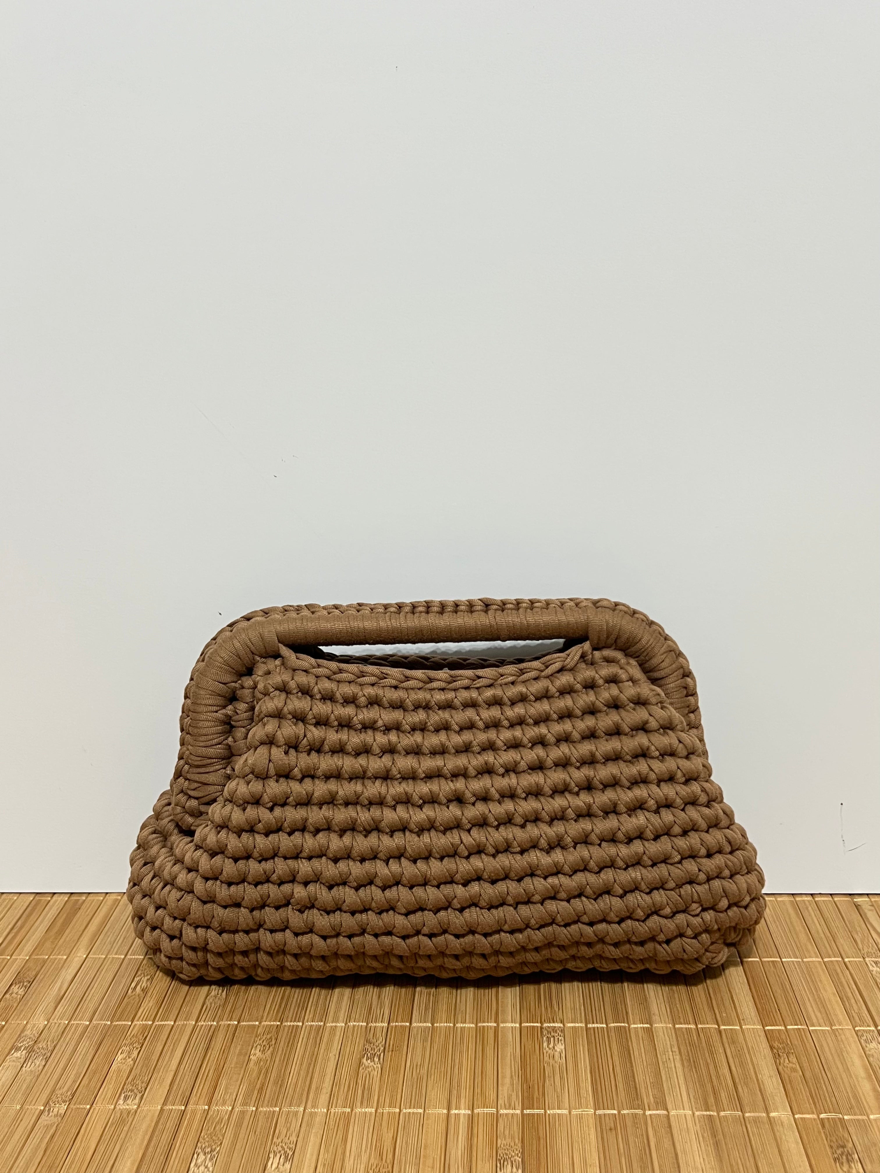 Bolso Crochet con Cadena Dorada | Bolso de Mano con Correa Desmontable 20x12x15 cm