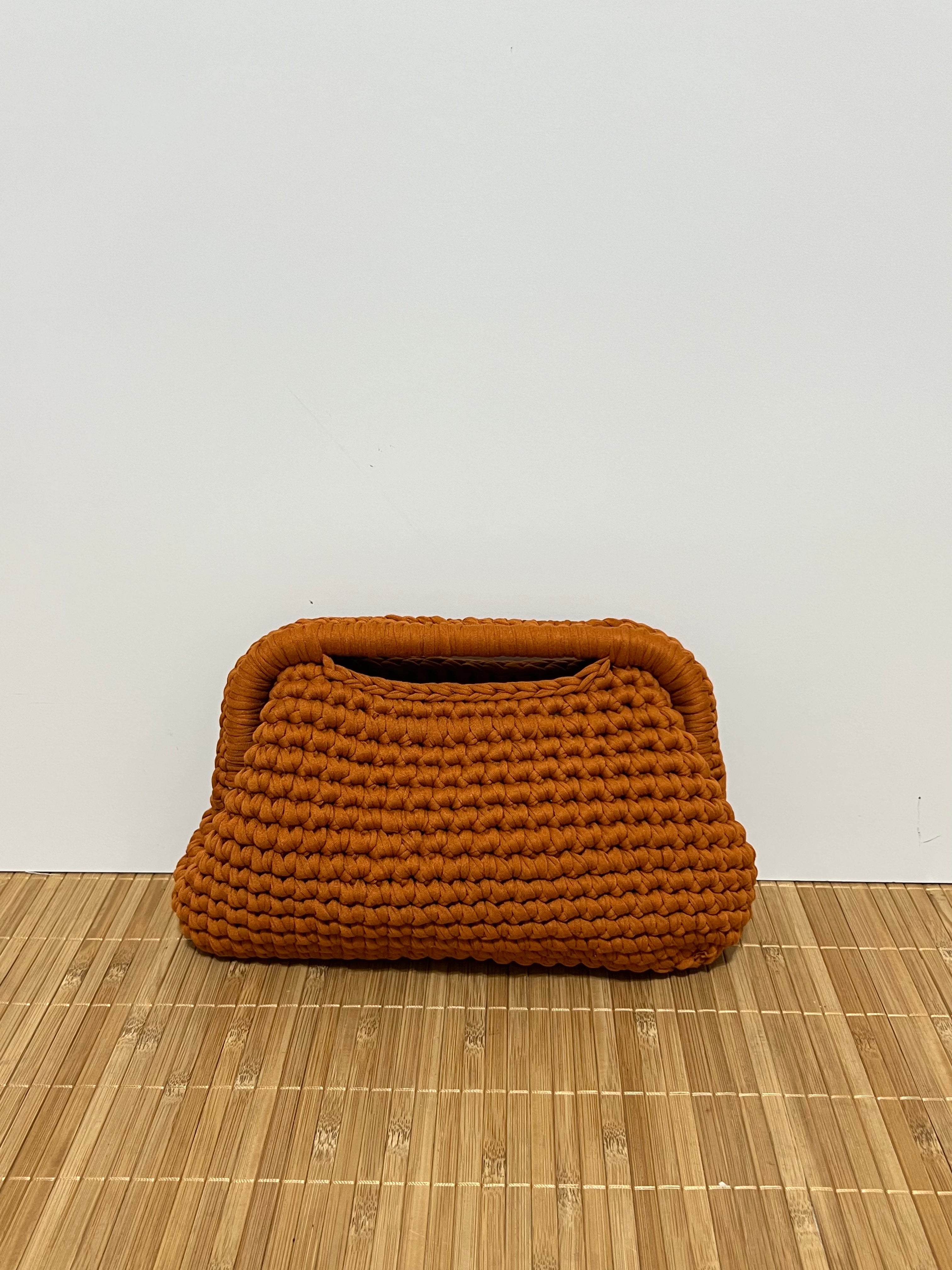 Bolso Crochet con Cadena Dorada | Bolso de Mano con Correa Desmontable 20x12x15 cm