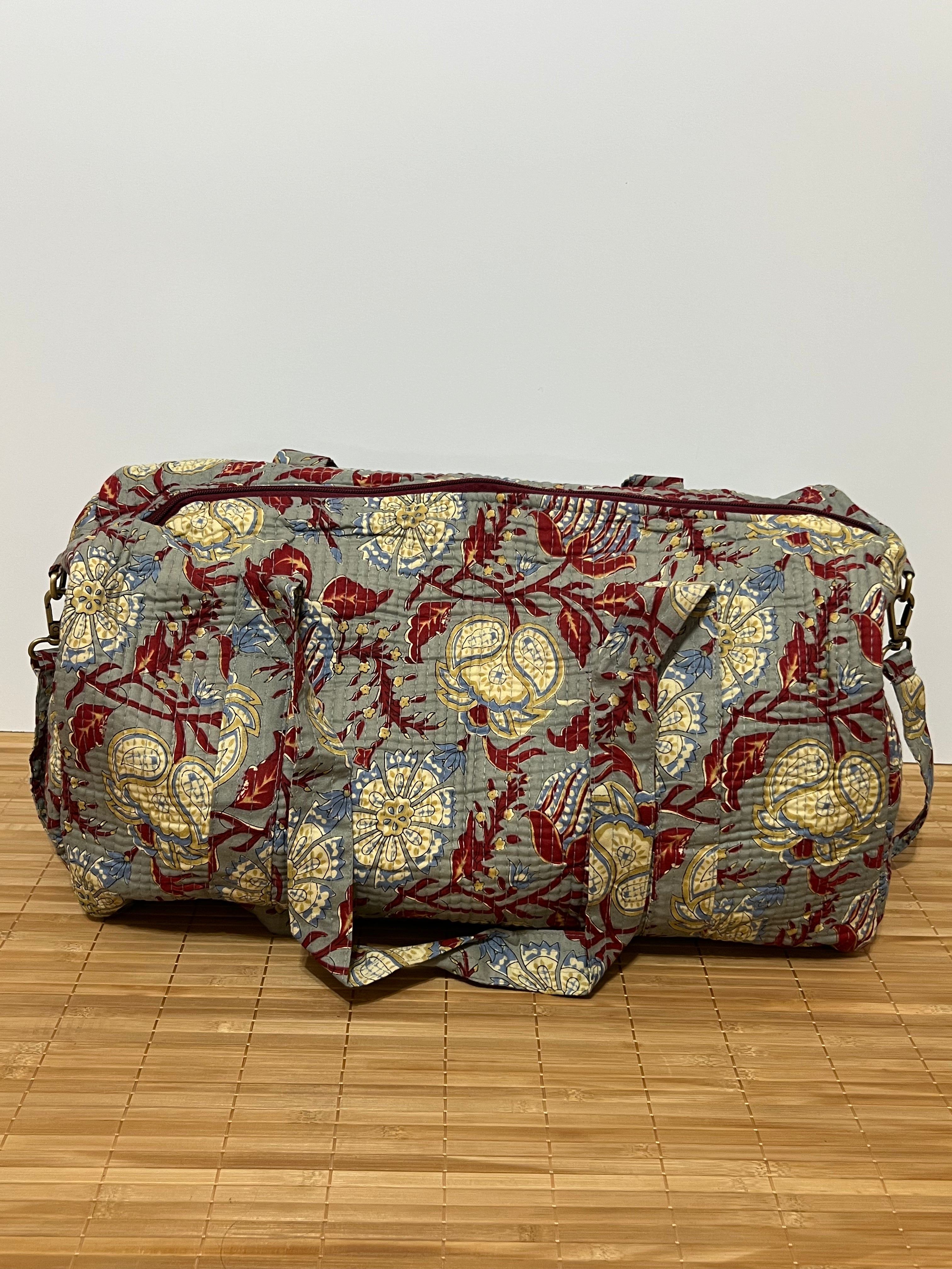 Bolso de viaje estampado de algodón personalizado iniciales – 40 × 30 × 20 cm