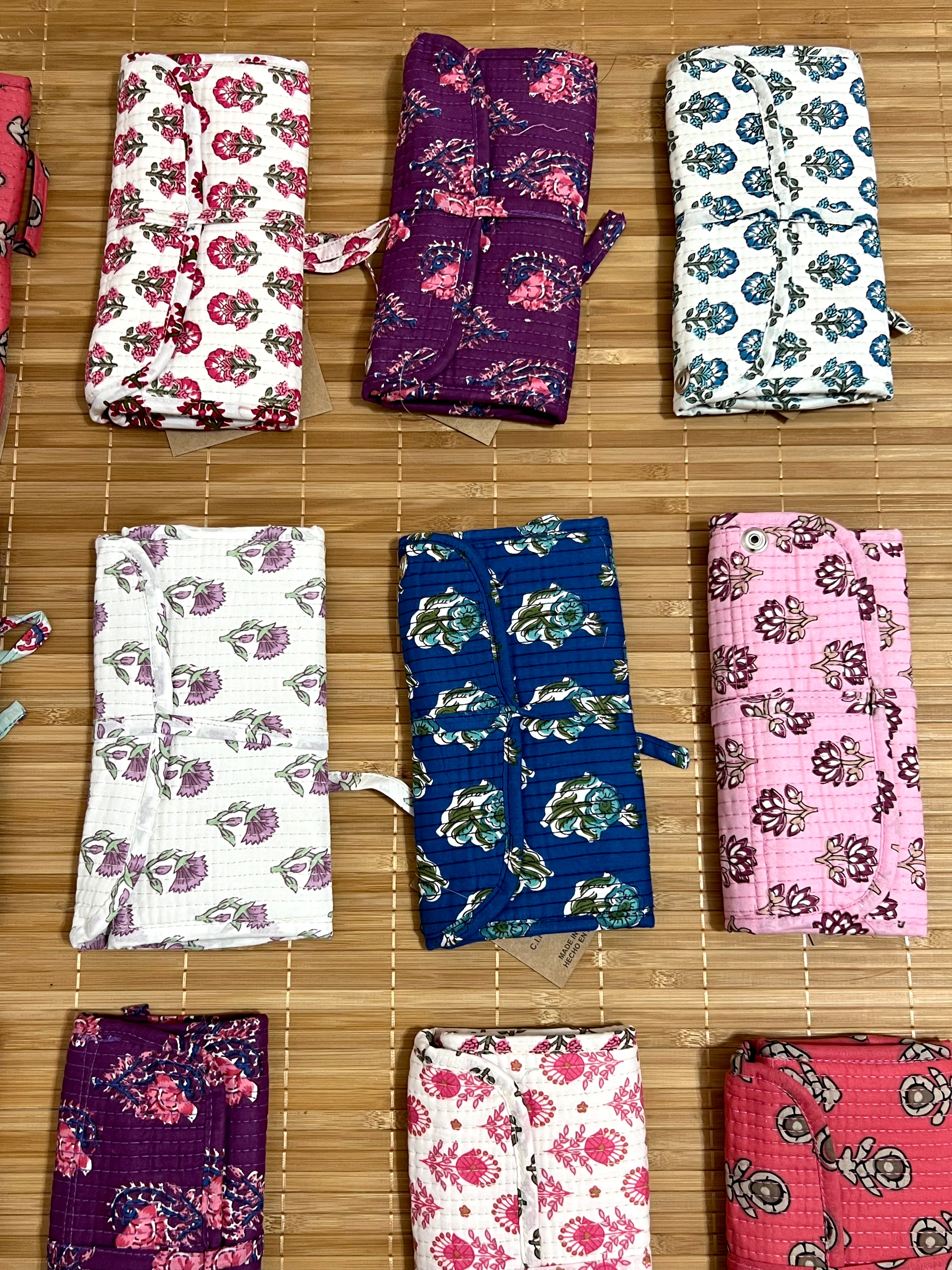 Joyero de algodón de viaje | Organizador de joyas con compartimentos