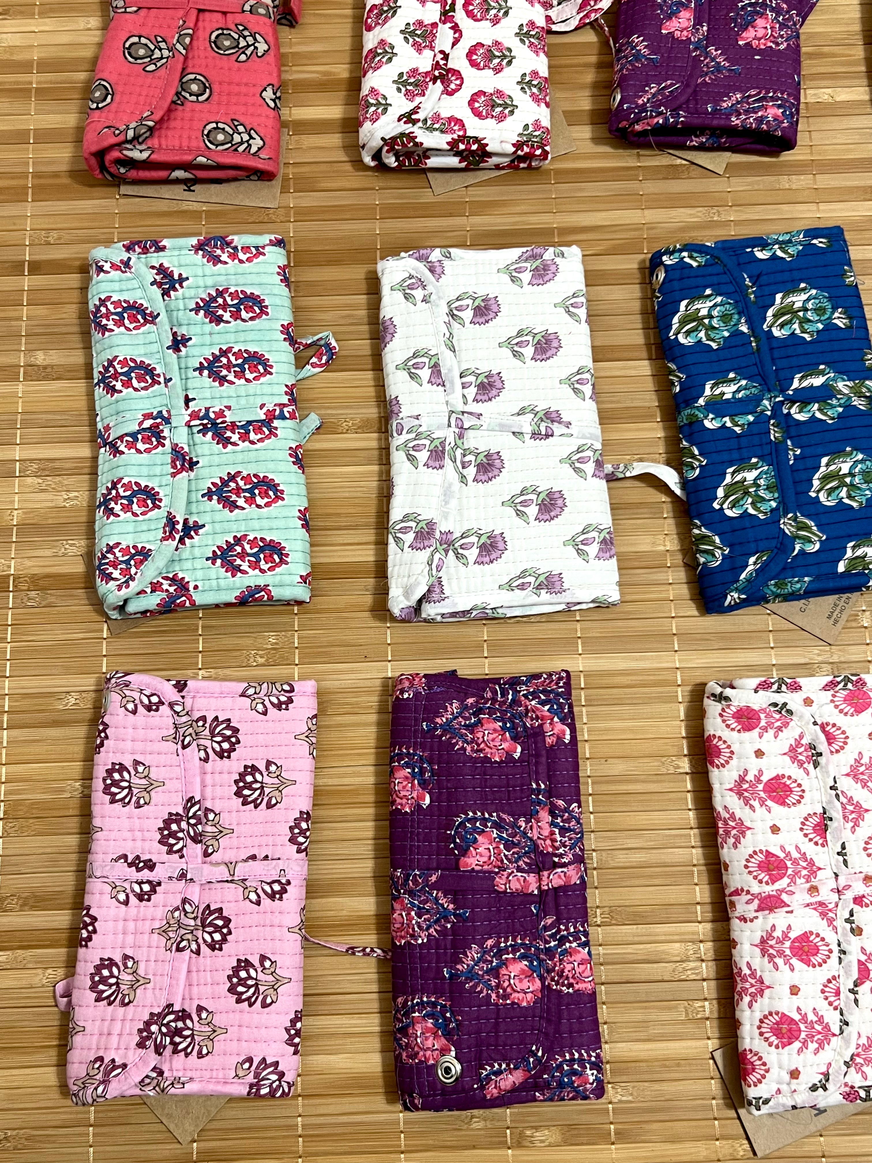 Joyero de algodón de viaje | Organizador de joyas con compartimentos