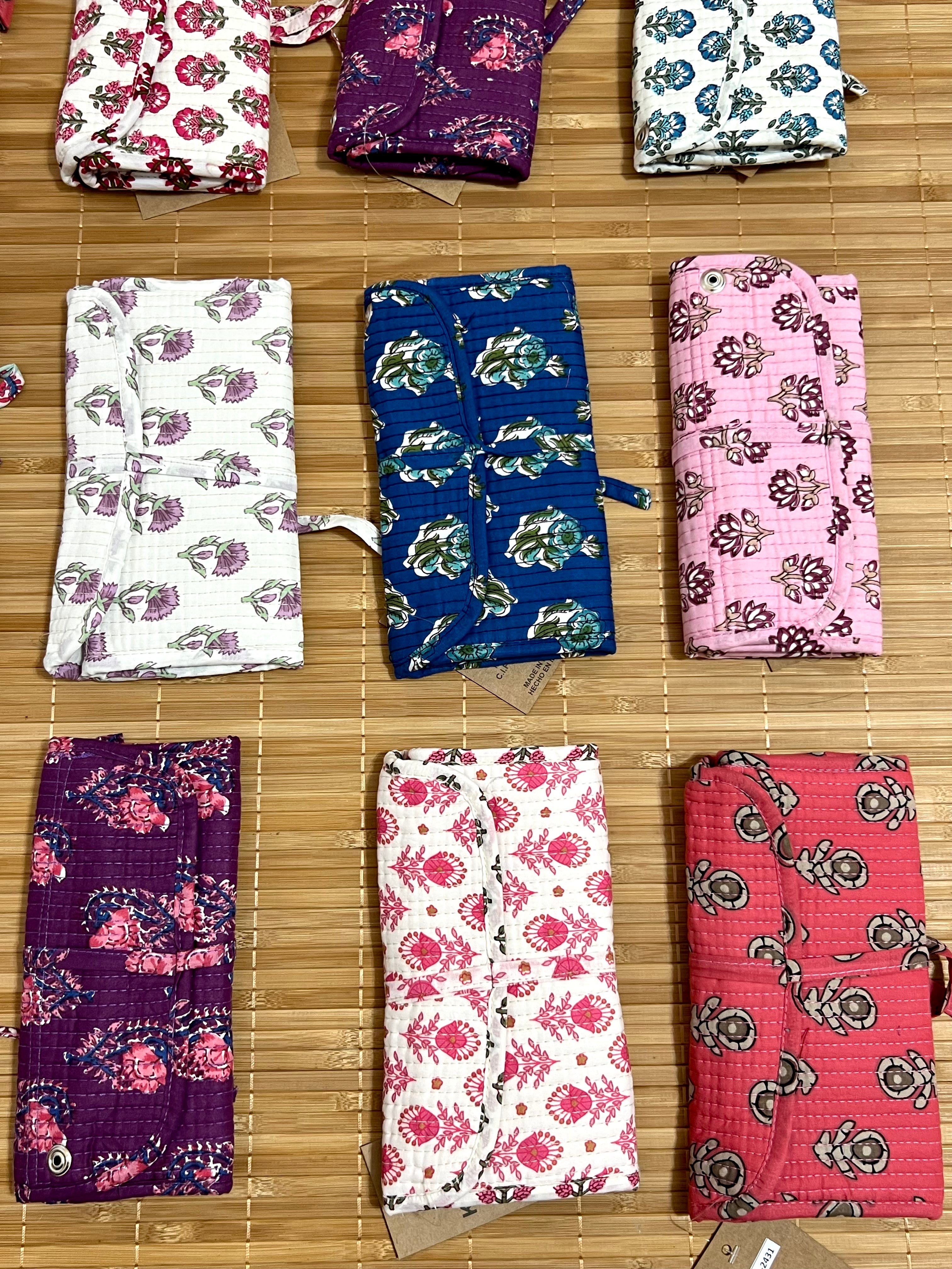 Joyero de algodón de viaje | Organizador de joyas con compartimentos