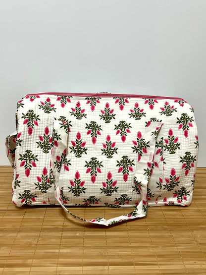 Bolso viaje de India de algodón hecho a mano | Bolso para usar como equipaje de mano o cabina 40x30x20 cm