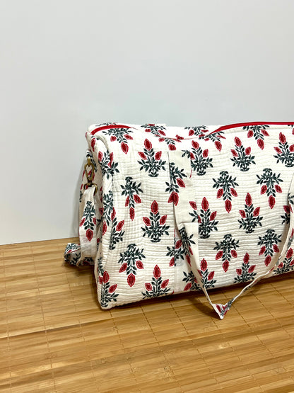 Bolso viaje de India de algodón hecho a mano | Bolso para usar como equipaje de mano o cabina 40x30x20 cm