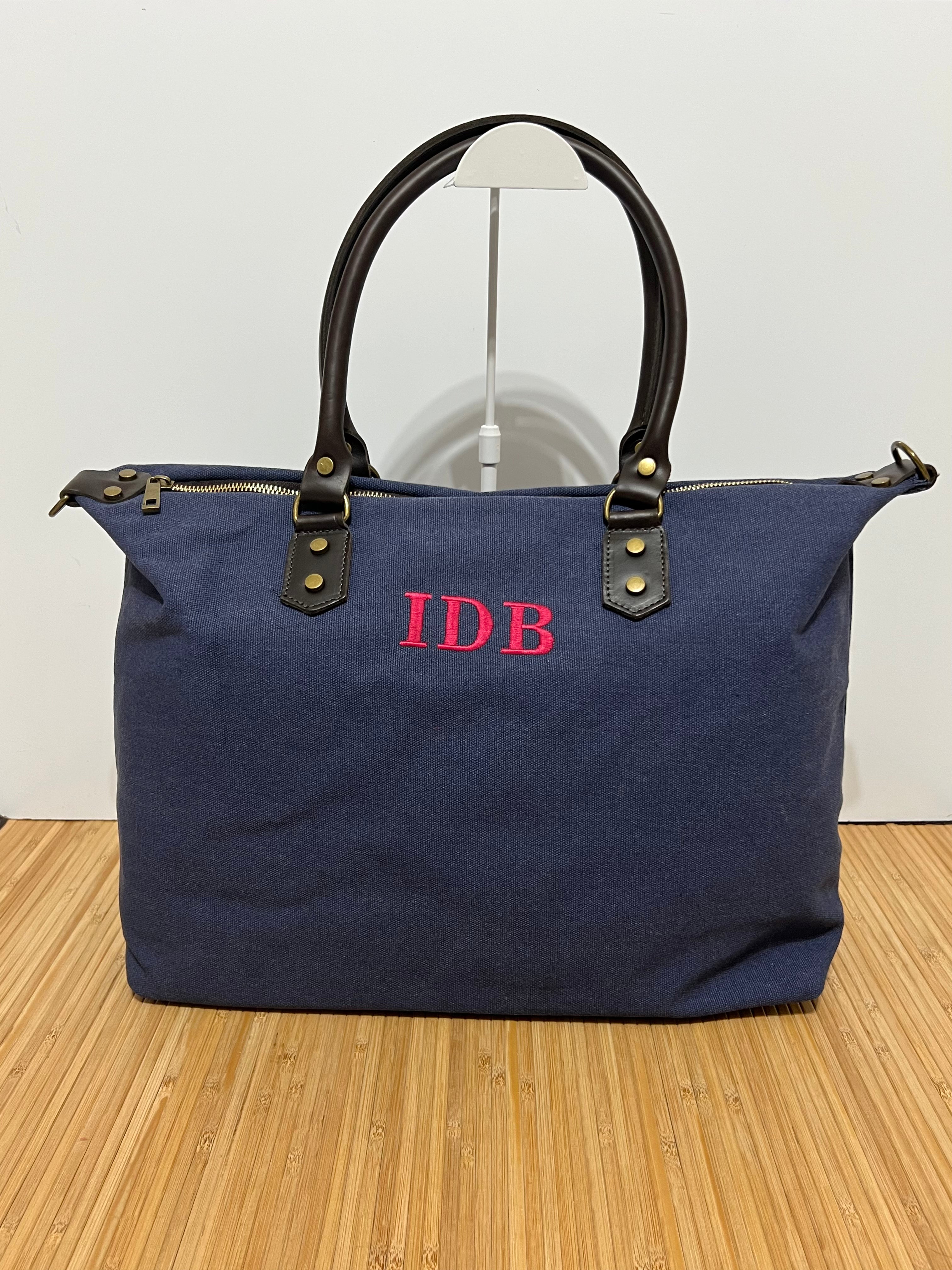 Bolso Personalizado con Iniciales – 49×30×14 cm | Loneta con Asas de Piel