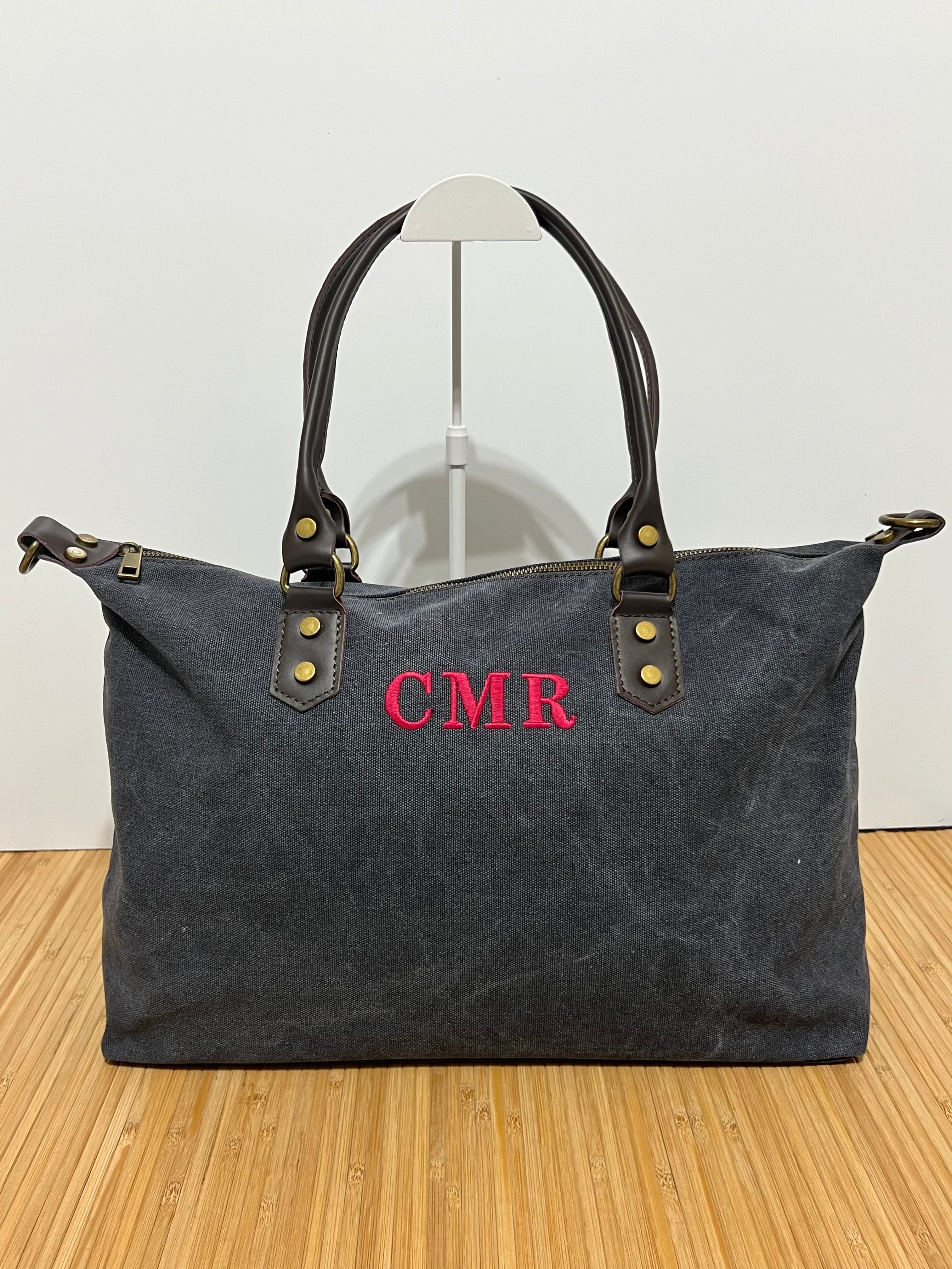 Bolso Personalizado con Iniciales – 49×30×14 cm | Loneta con Asas de Piel