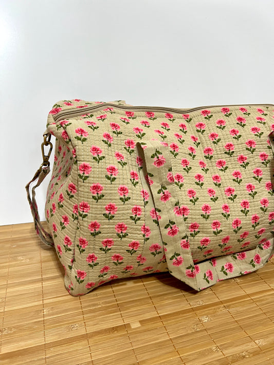 Bolso viaje de India de algodón hecho a mano | Bolso para usar como equipaje de mano o cabina 40x30x20 cm