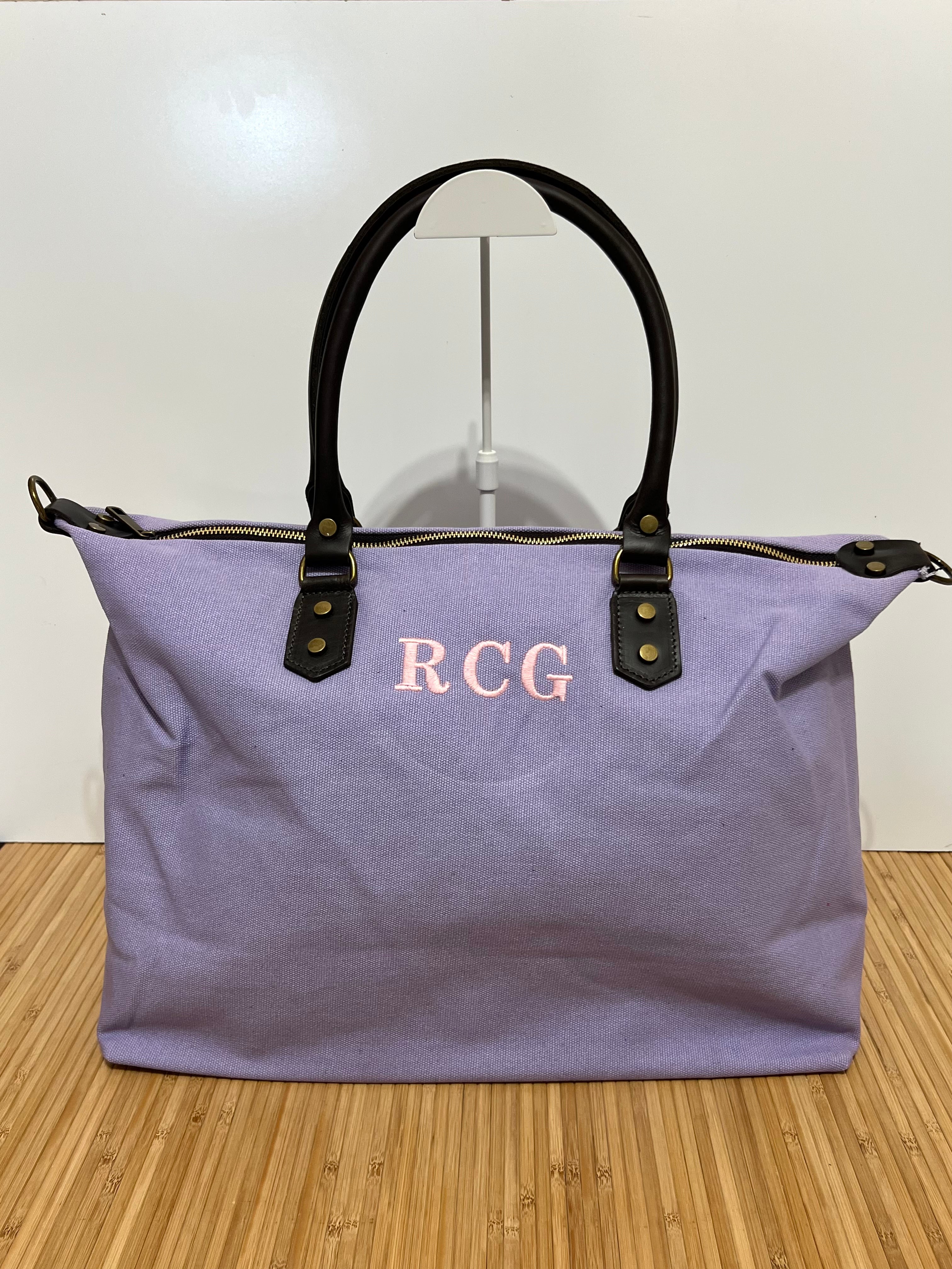 Bolso Personalizado con Iniciales – 49×30×14 cm | Loneta con Asas de Piel