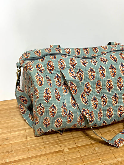 Bolso viaje de India de algodón hecho a mano | Bolso para usar como equipaje de mano o cabina 40x30x20 cm