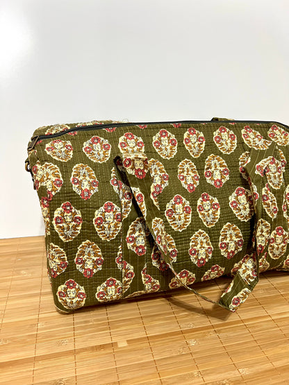 Bolso viaje de India de algodón hecho a mano | Bolso para usar como equipaje de mano o cabina 40x30x20 cm