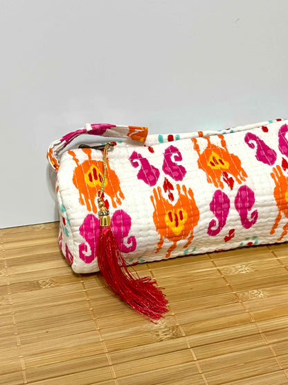 Estuche estampado de algodón pequeño - Estuche escolar o neceser para maquillaje