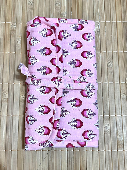 Joyero de algodón de viaje | Organizador de joyas con compartimentos