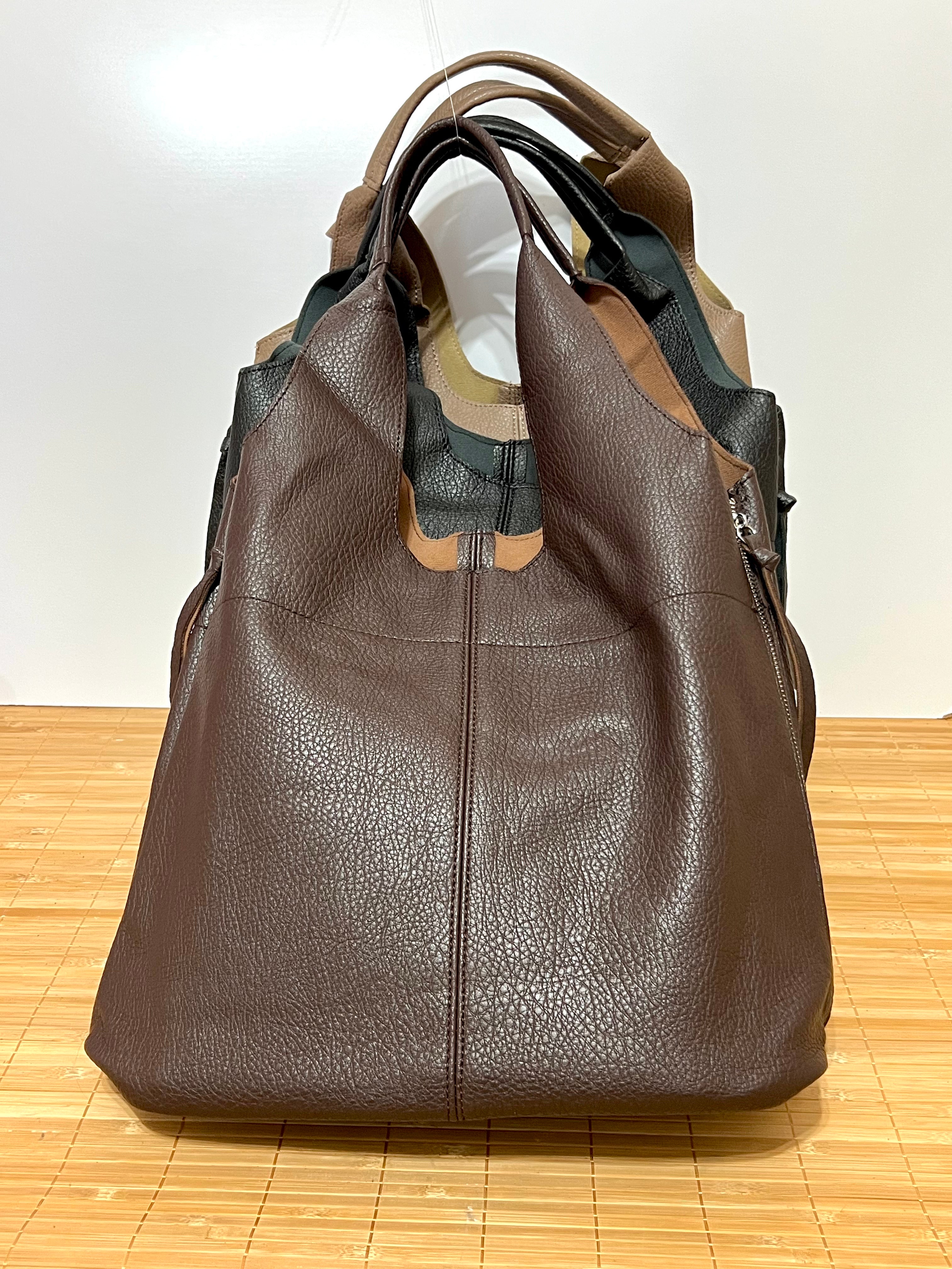 Bolso shopper grande de piel sintética - Bolso para la Universidad 2 en 1