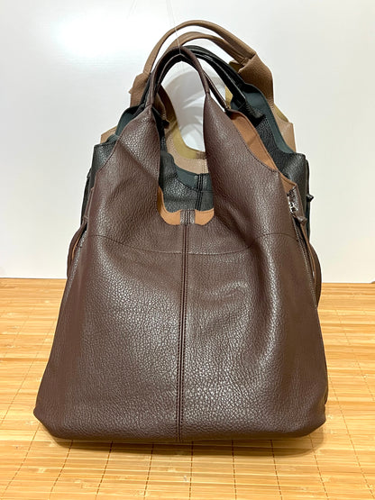 Bolso shopper grande de piel sintética - Bolso para la Universidad 2 en 1