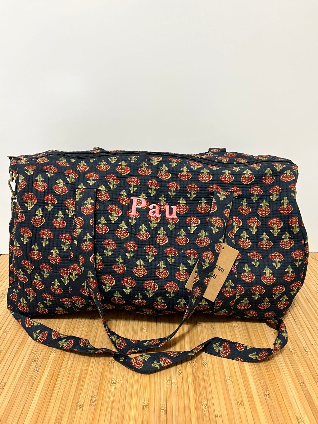 Bolso de viaje estampado de algodón personalizado iniciales – 40 × 30 × 20 cm