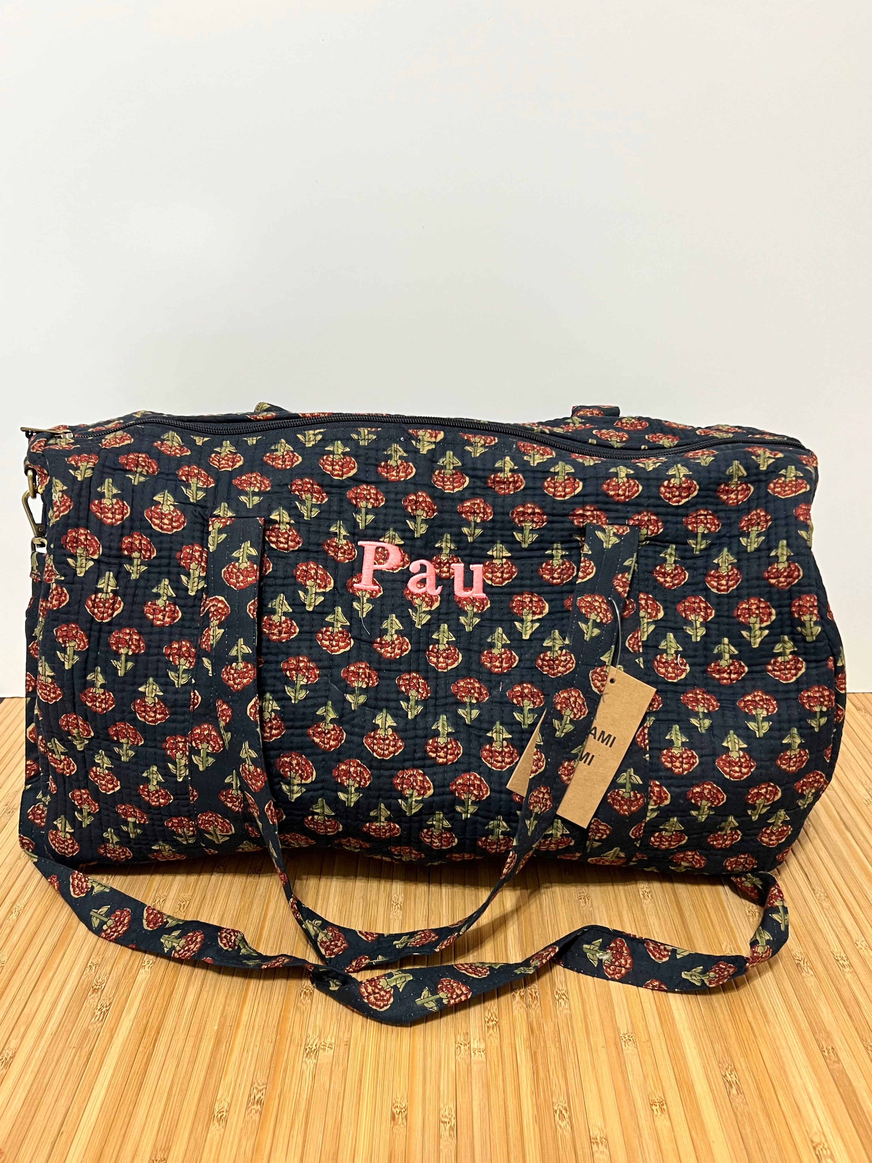 Bolso de viaje estampado de algodón personalizado iniciales – 40 × 30 × 20 cm