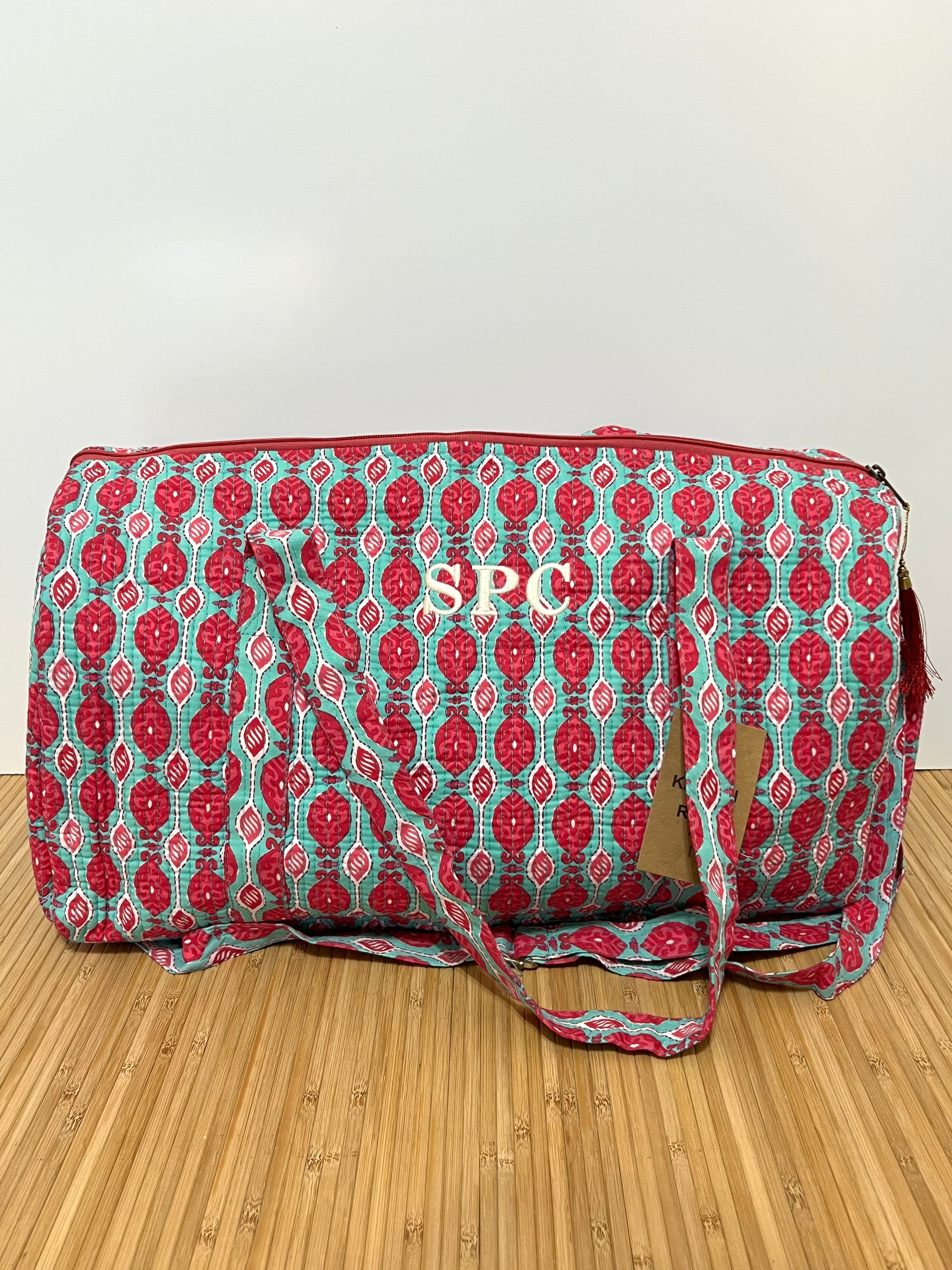 Custom initial printed cotton travel bag – 40 × 30 × 20 cm