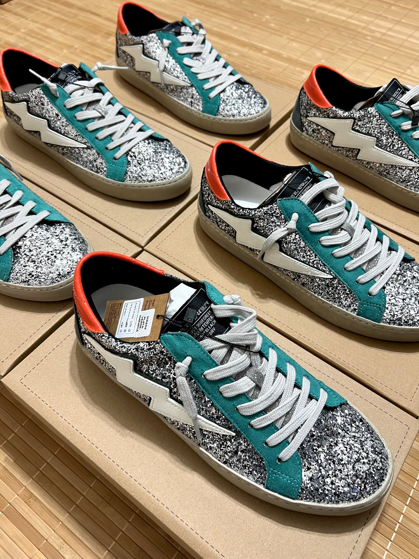 Zapatillas rayo con purpurina mujer – Tallas 35 a 41 | Tallan grandes, pedir una talla menos