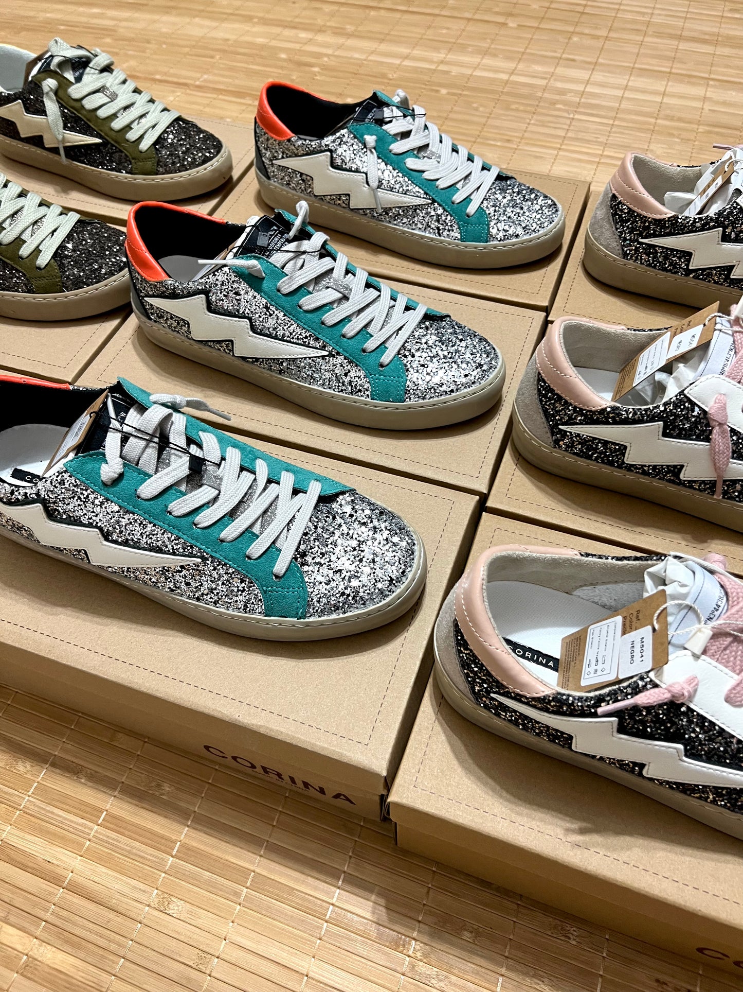 Zapatillas rayo con purpurina mujer – Tallas 35 a 41 | Tallan grandes, pedir una talla menos